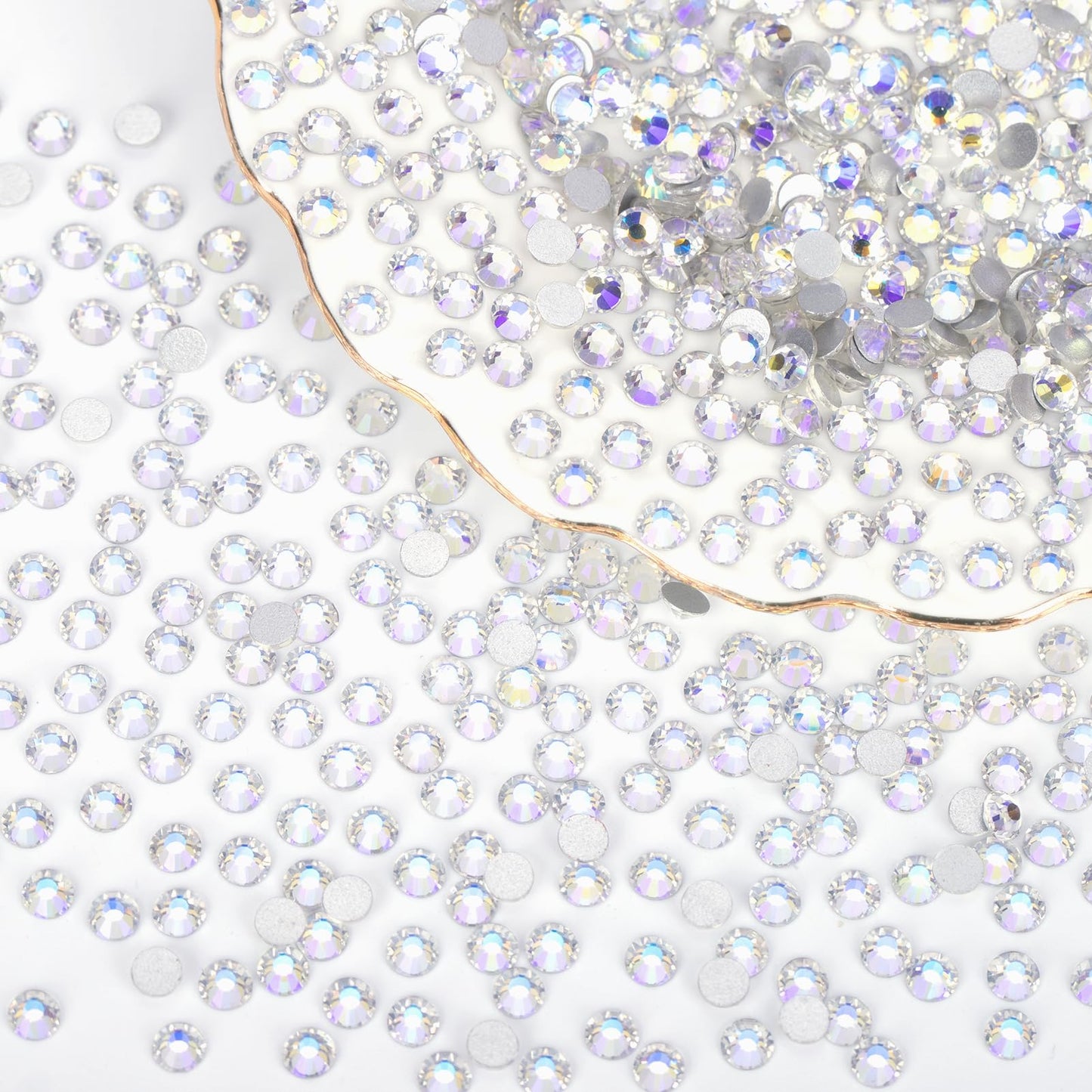 2000PCS Moonlight Rhinestones Bulk, Flat Back Crystal Glass Stone Round Gems,SS30, 6.4-6.6mm