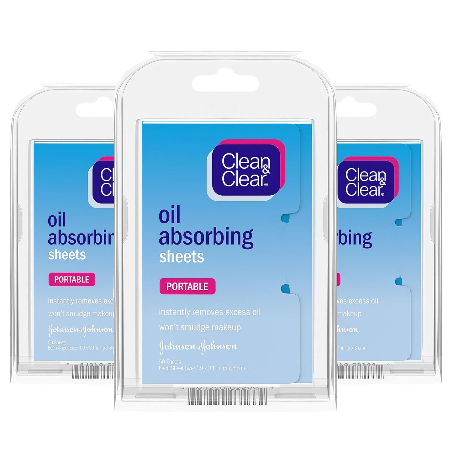 Clean & Clear Oil Absorbing Facial Sheets, Portable Blotting Papers for Face & Nose, Absorbing Blotting Sheets for Oily Skin to Instantly Remove Excess Oil & Shine, 3 x 50 ct