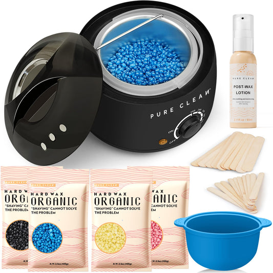 Wax Warmer, PURECLEAN Hair Removal Home Waxing Kit, Hard Wax Kit with 4 Formula Wax Beads for Body Women Men at Home Waxing