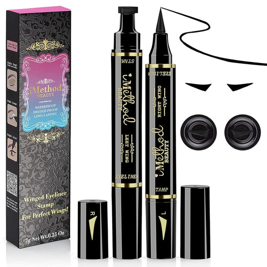 iMethod Eyeliner Stamp - 2021 2 Pens Winged Eyeliner Stamp Wingliner, Perfect Wing Cat Eye Stamp, Wing Eyeliner Stamp Tool, Liquid Eye Liner, Waterproof & Smudgeproof, 10 mm