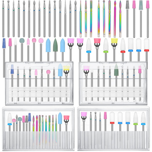 47 Pcs Nail Drill Bits Sets 3/32 Inch Electric Diamond Ceramic Acrylic Gel Nail Bit Kit Nail Supplies Carbide Cuticle Bit for Nail Drill Remover Bits for Home Salon Gel Nails Manicure Pedicure Tools