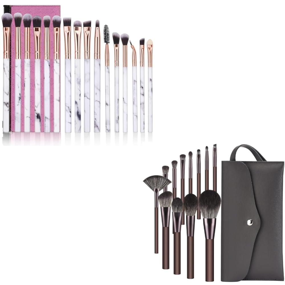 DUAIU 16Pcs Eyeshadow Brushes with 12Pcs Makeup Face Brush Set with Bag, Eyebrow Eyeliner Blending Face Brushes