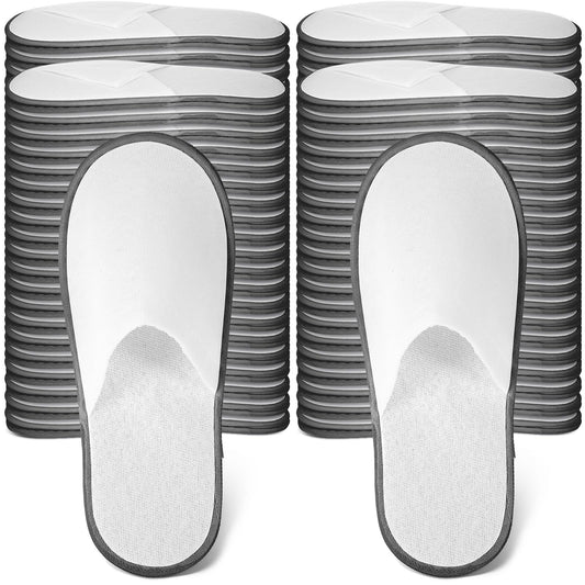 Ramede 80 Pairs Bulk Disposable Slippers Non Slip Hotel Slippers Disposable Spa Slippers Fluffy Closed Toe Indoor Slippers for Guests Men Women Home Wedding Travel Party (Gray)