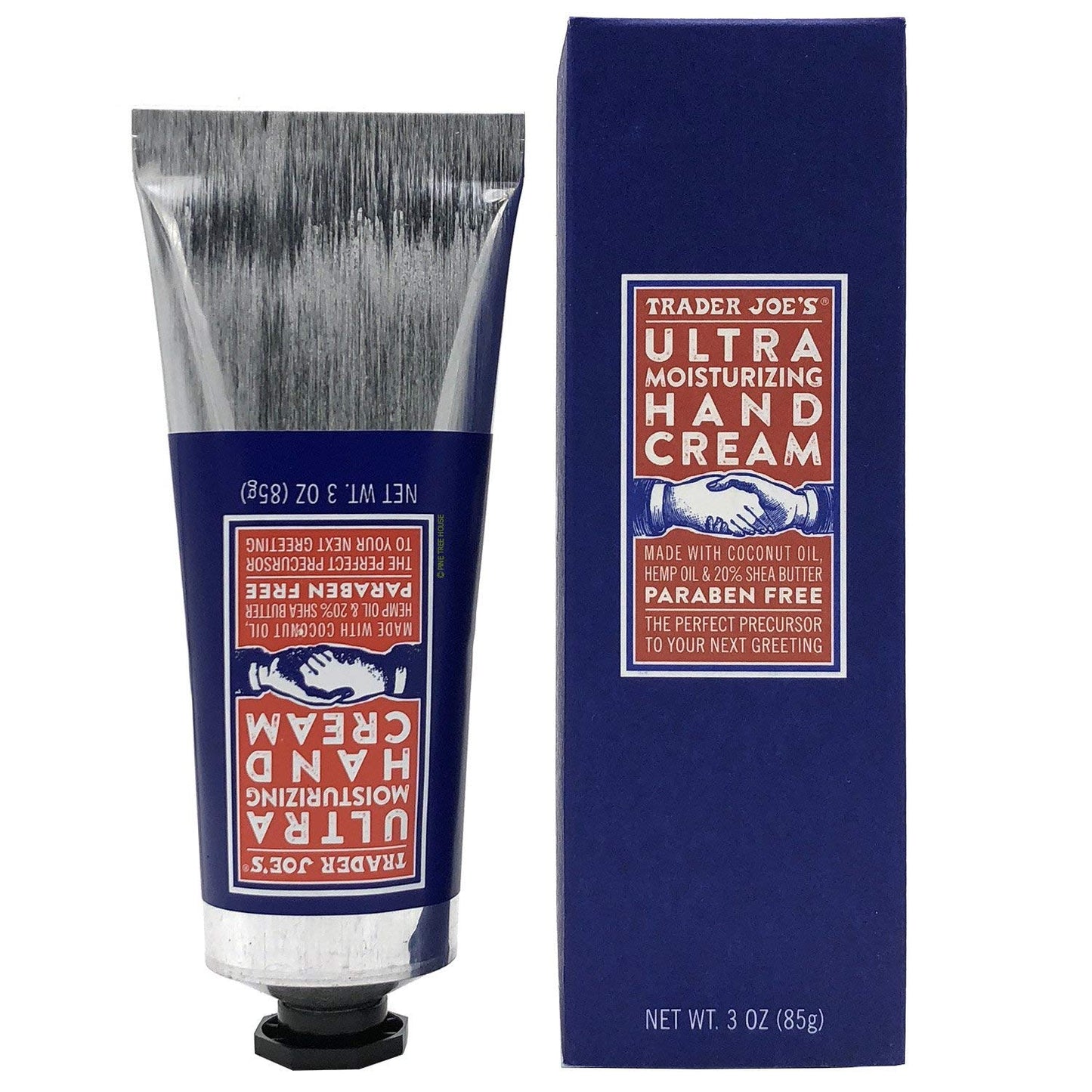 Trader Joe's Ultra Moisturizing Hand Cream - 20% Pure Shea Butter, Enriched with Hemp Seed Oil & Coconut Oil essential fatty acids, Paraben Free, skin-friendly Antioxidant Vitamins C & E, 3 oz.