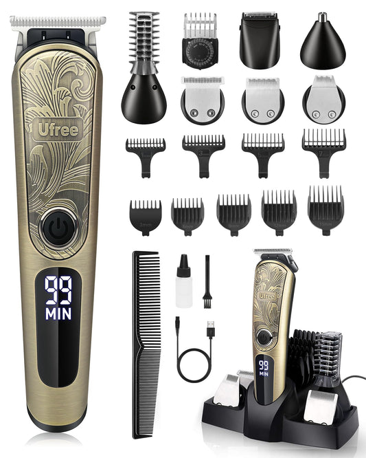 Ufree Beard Trimmer for Men, Professional Hair Trimmer, Electric Razor Shavers for Men, Waterproof Clippers for Hair Cutting, Mens Grooming Kit for Mustache Nose Face Body, Rechargeable,Gifts for Men