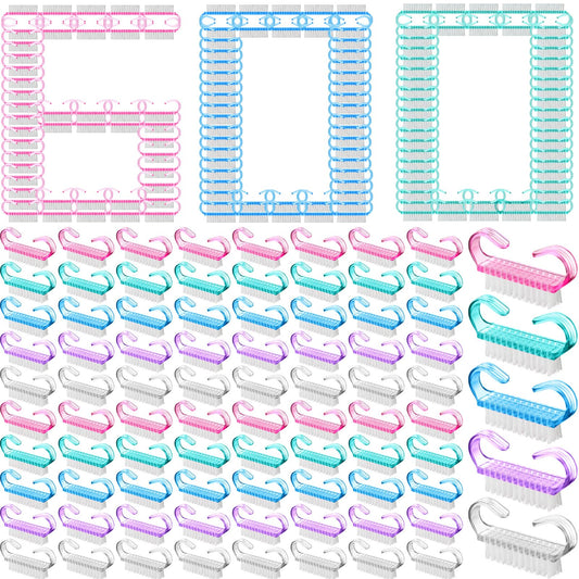 Irenare 600 Pcs Handle Grip Nail Brush Bulk Hand Fingernail Brush Cleaner Scrubbing Kit Nail Scrub Brush Nail Brush Fingernail Brush Pedicure Nail Scrubber for Toes and Nails Men Women Multicolor