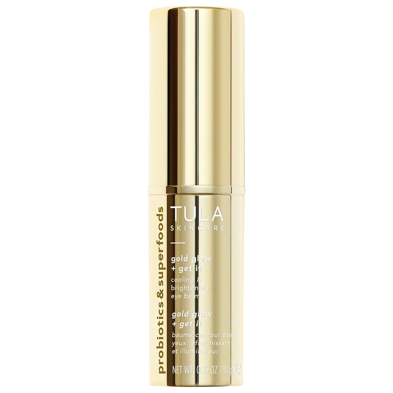 TULA Skin Care Eye Balm Gold Glow - Dark Circle Treatment, Instantly Hydrate and Brighten Undereye Area, Portable and Perfect to Use On-the-go, 0.35 oz.
