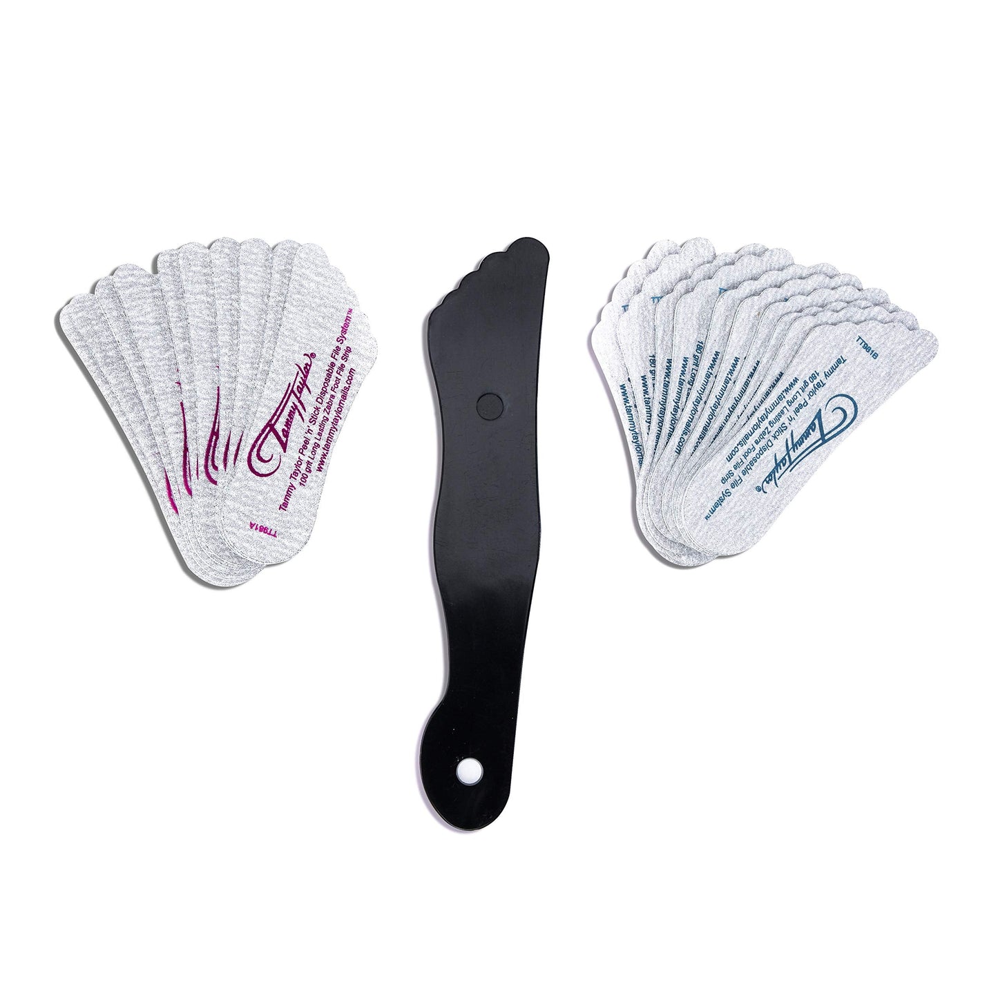 Tammy Taylor Peel 'N' Stick Zebra 180/100 Grit Foot Files, 20pk | Hard, Dead, Cracked Skin & Callus Remover | Disposable and Travel-Friendly Professional Pedicure Files (Large)