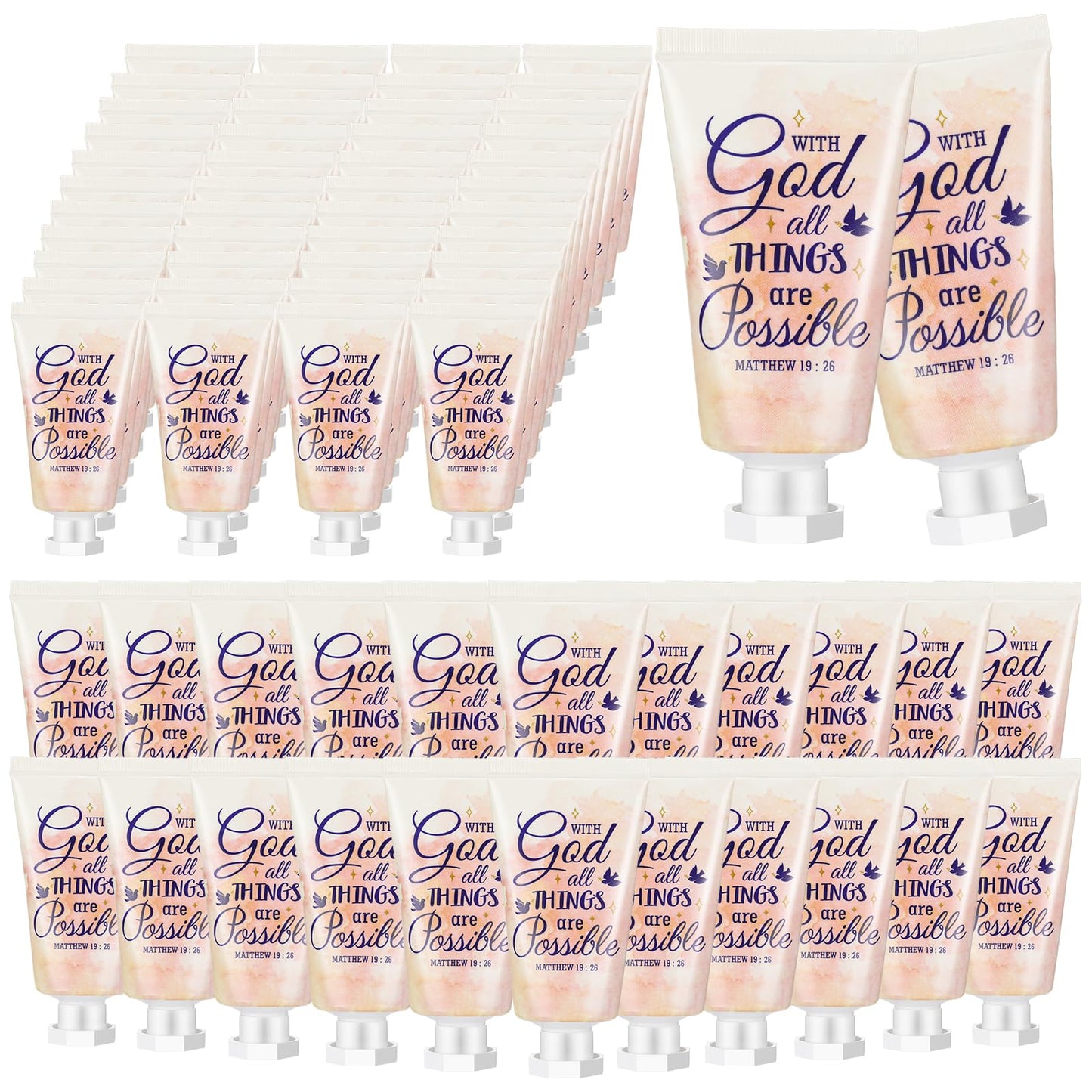Heigble 50 Pack Christian Hand Cream Gift for Women Bible Travel Size Hand Lotion for Dry Cracked Hands Bible Verse Hand Lotion Bulk Gifts for Mom Girls Grandma Holiday Gift for Mother's Day Christmas