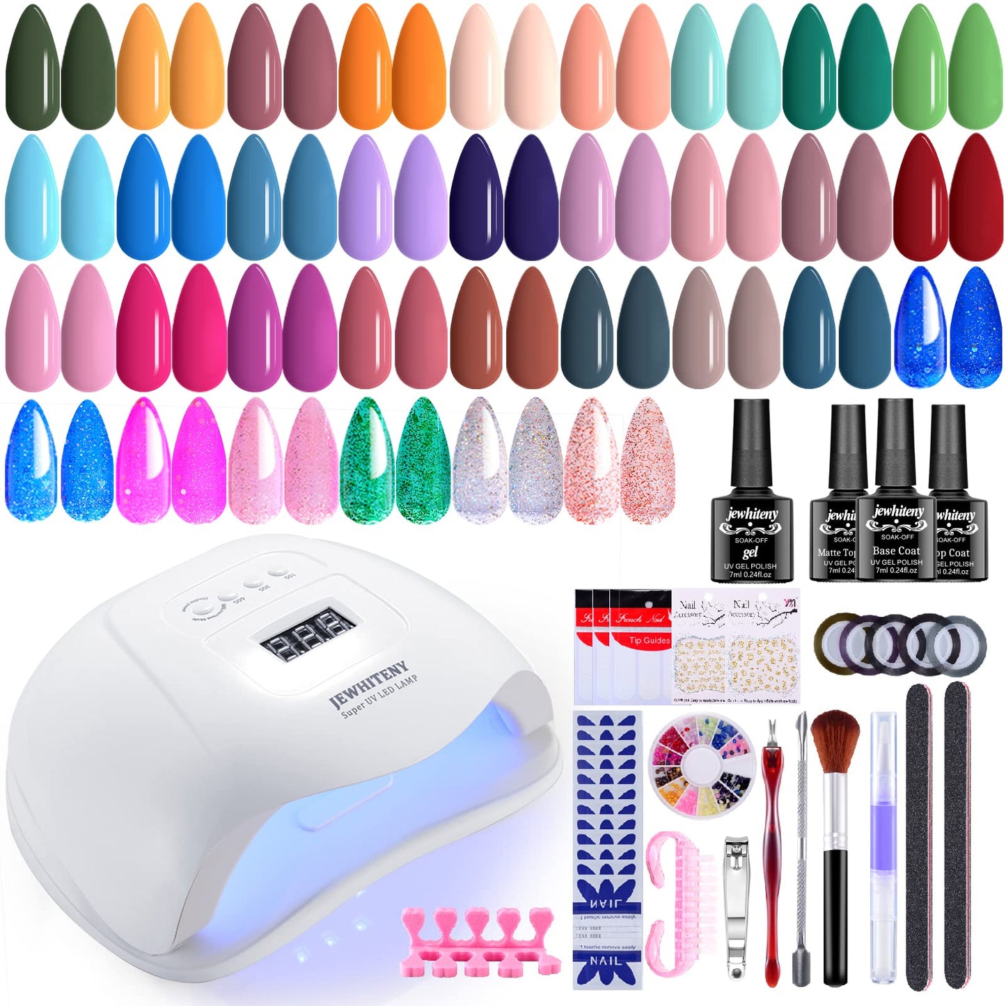 JEWHITENY 36 PCS Gel Nail Polish Kit with U V Light 120W Nail Lamp 33 Colors Gel polish Nail Set Nail Manicure Tools All-In-One Manicure Kit Nail Gel Kit