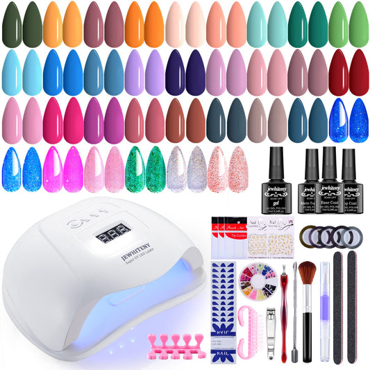 JEWHITENY 36 PCS Gel Nail Polish Kit with U V Light 120W Nail Lamp 33 Colors Gel polish Nail Set Nail Manicure Tools All-In-One Manicure Kit Nail Gel Kit