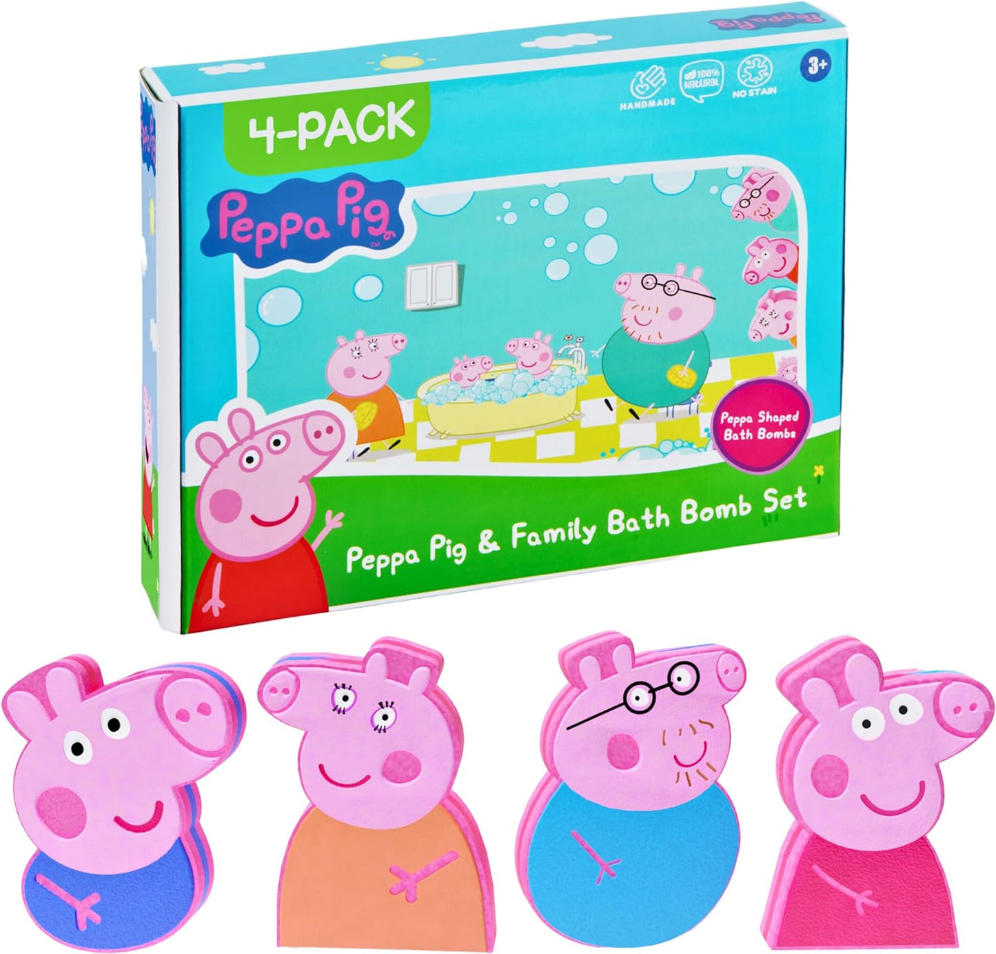 Peppa Pig Bath Bombs for Kids Ð GirlsÕ & BoysÕ Bath Bombs with Natural, Moisturizing Ingredients Ð Brighten Bathtime with Multicolored, Non-Stain KidsÕ Bath Bombs for Girls & Boys (Peppa Family)