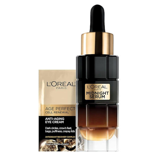 L'Oreal Paris Age Perfect Anti-Aging Midnight Face Serum, Reduce Wrinkles 1oz + Eye Cream Sample