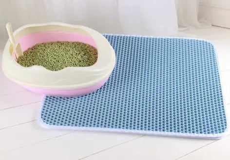 Double Layer Waterproof Cat Litter Mat Blue 45X60CM