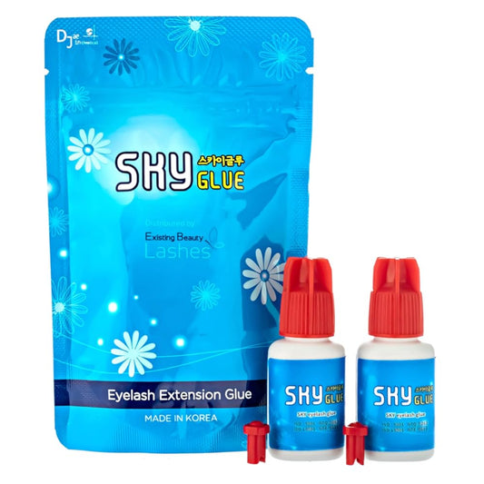 2 Pack Sky Glue S+ Eyelash Extension Glue Professional Use Only - Extra Strong Lash Extensions Adhesive 6-7 Weeks Retention and 1-2s Dry, Long Lasting Semi Permanent Black Glue - 2 Bottles 5 ml Ea