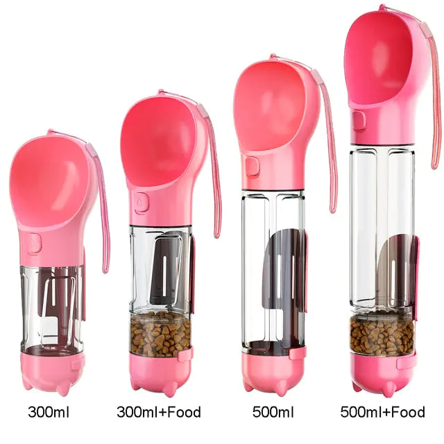 Multifunction Water Food Pet Bottle Pink 300ml