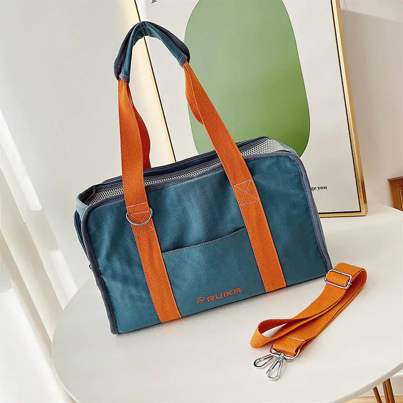 Canvas Pet Carrier Bag Peacock Blue