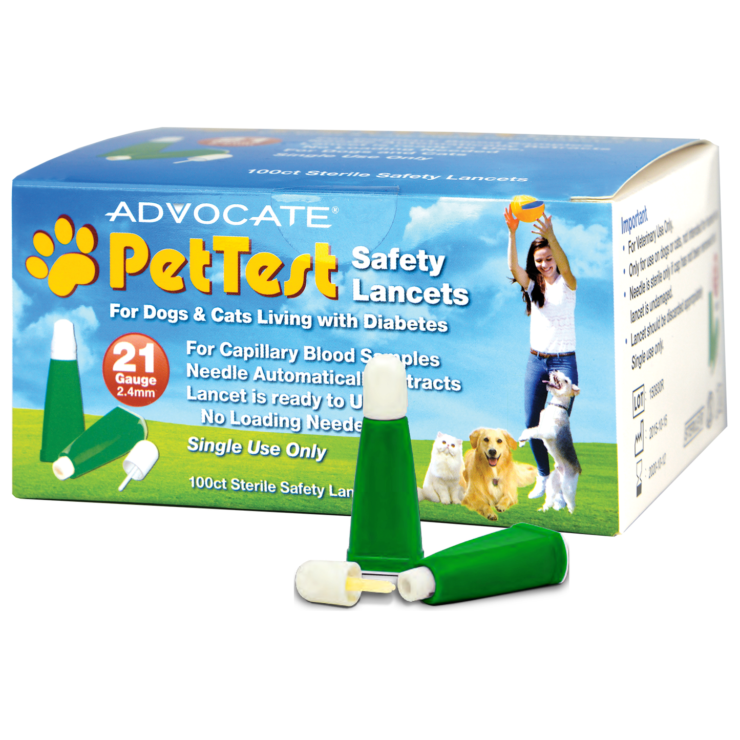 PetTest Safety Lancets 21G x 2.44 mm 100 count