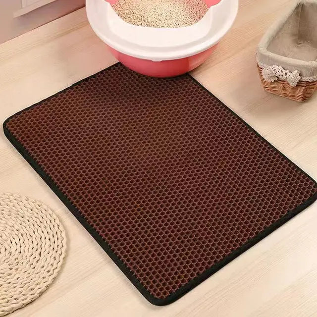Double Layer Waterproof Cat Litter Mat Coffee 45X60CM