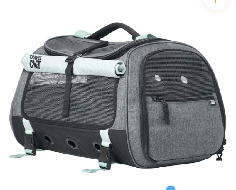 "The Transpurrter" Ultimate Calming Convertible Cat Carrier in Heather Grey and Teal