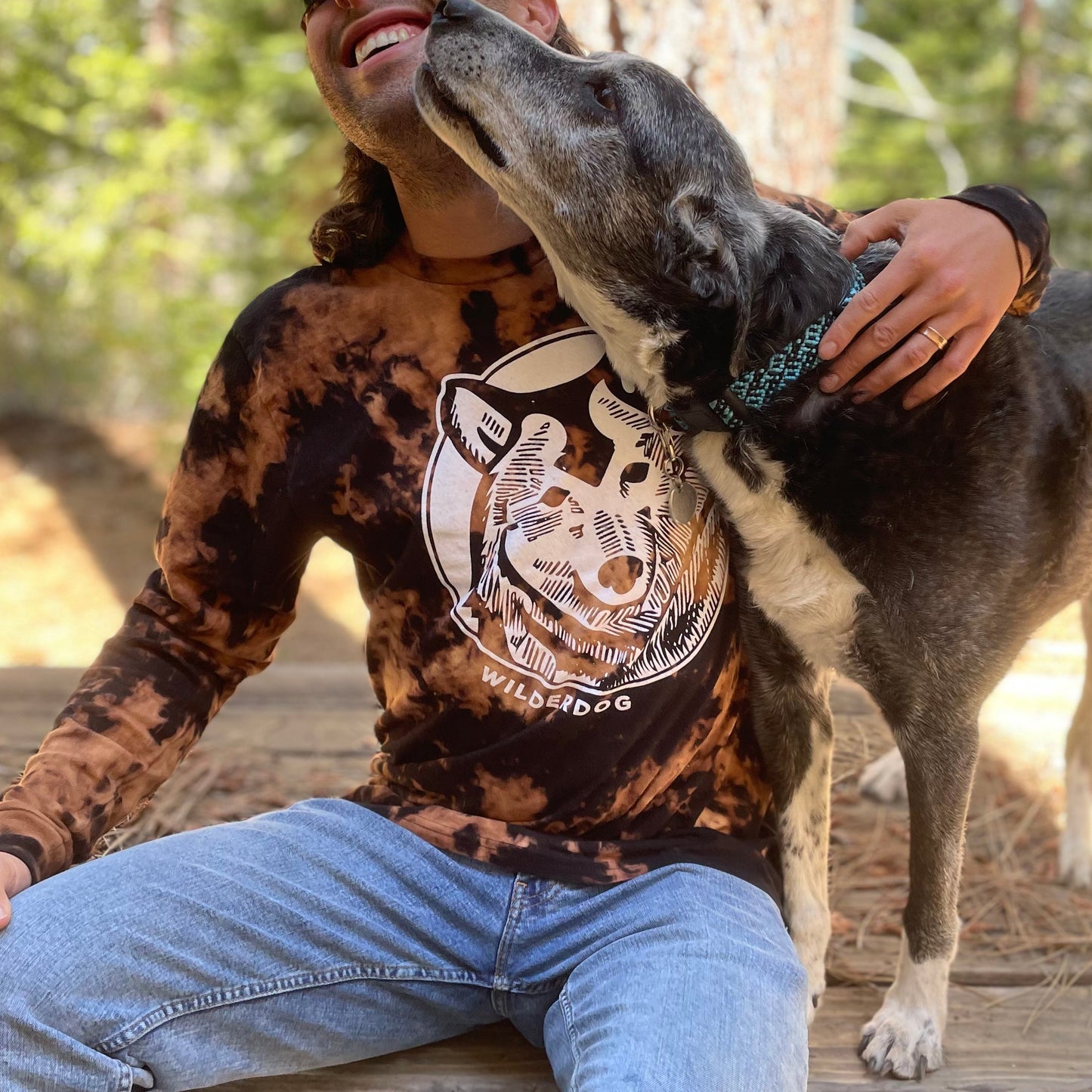 Reverse Dye Long Sleeve Wolf Shirt