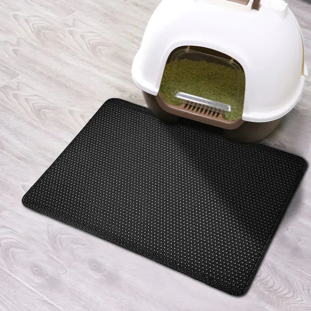 Double Layer Waterproof Cat Litter Mat Black 30X30CM