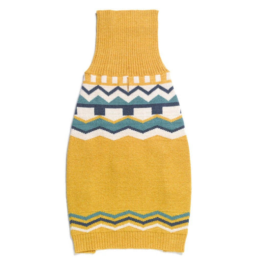 Golden Fair Isle Merino Wool Knit Sweater