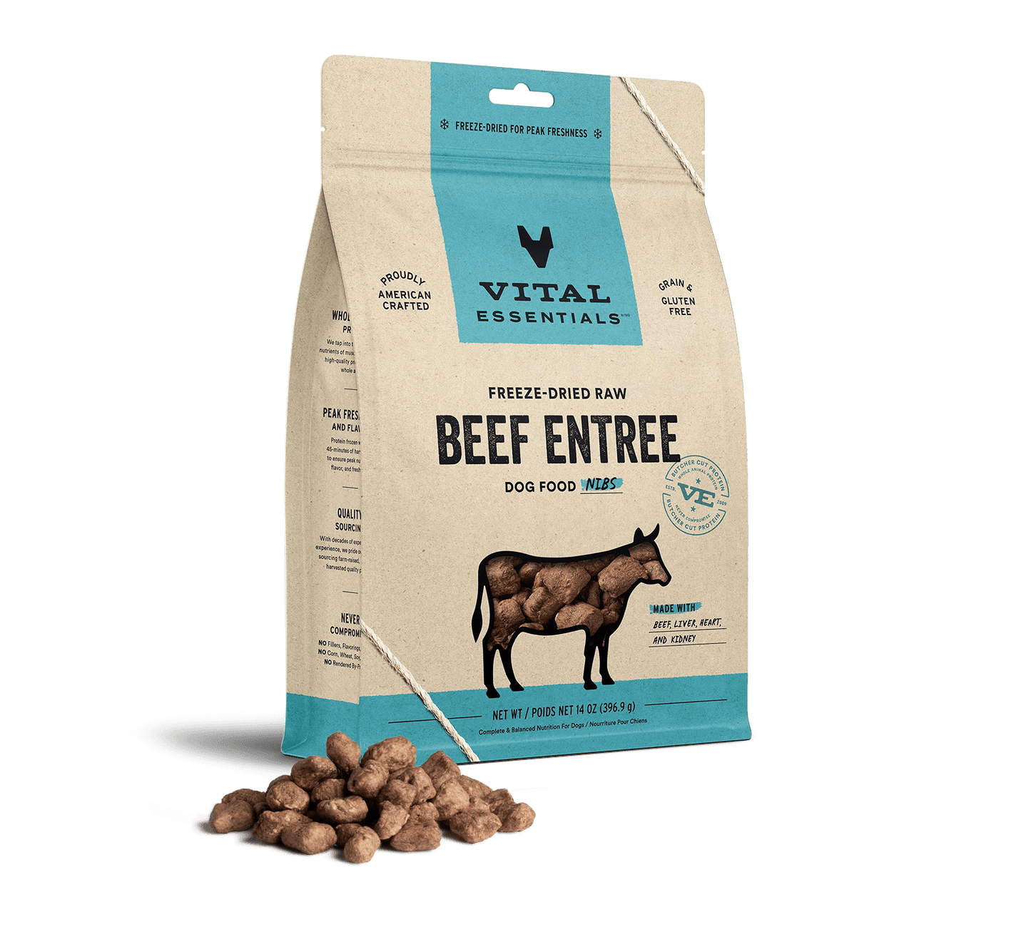 Vital Essentials Beef Entree Nibs Freeze-Dried Raw Dog Food
