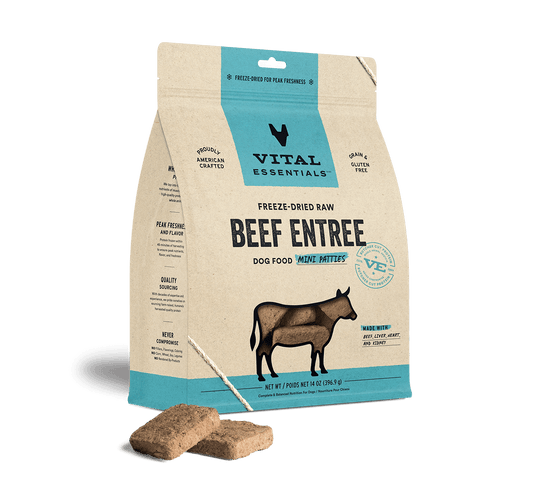 Vital Essentials Beef Entree Mini Patties Freeze-Dried Raw Dog Food