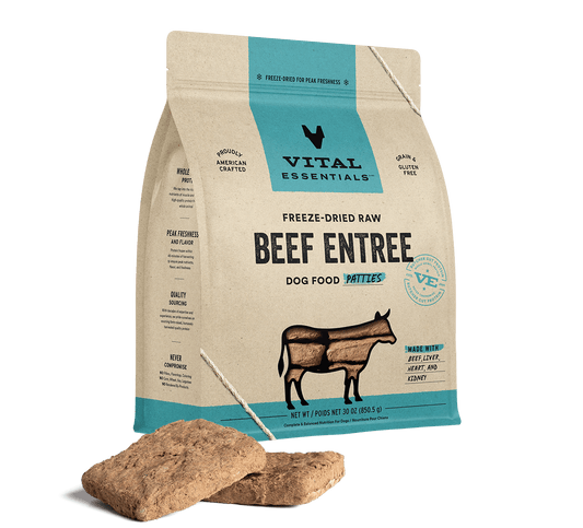 Vital Essentials Beef Entree Patties Freeze-Dried Raw Dog Food