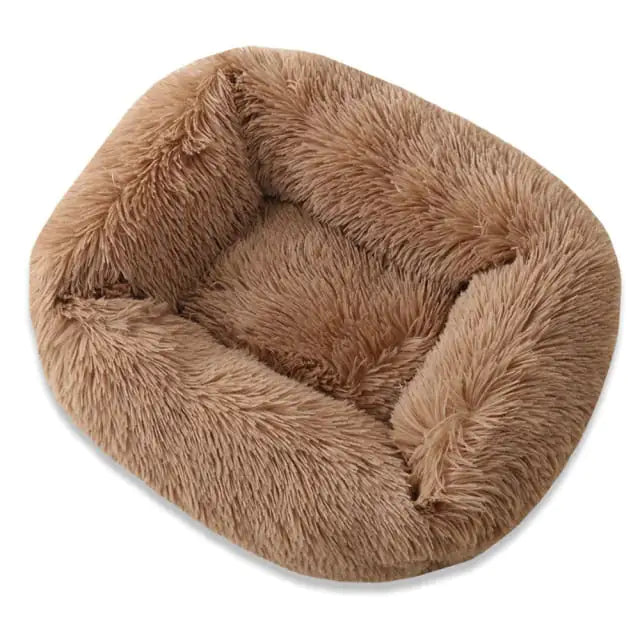 Plush Pet Bed light coffee 66x56x18cm