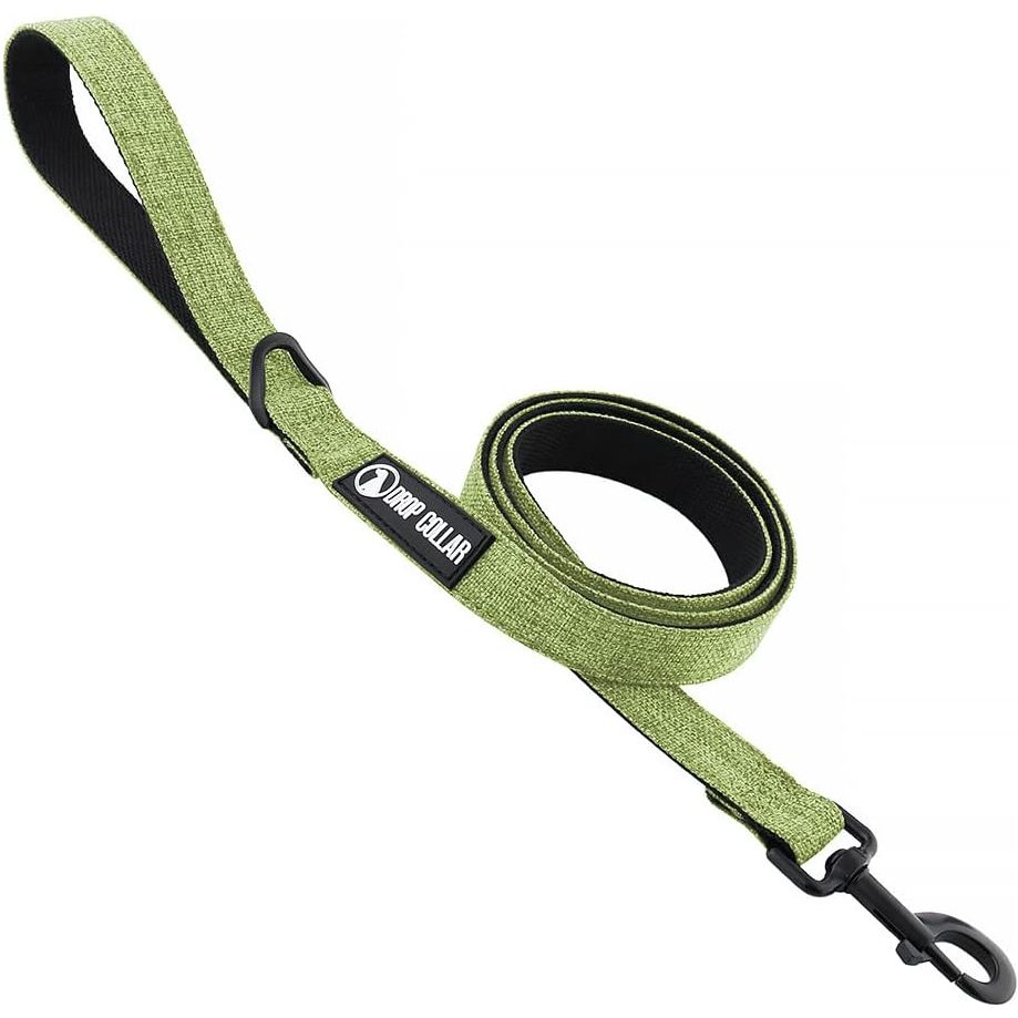 Drop Collar Natural Material Leash with Sleek D-Ring for Accessories & Soft Padded Gel Handle for Comfort (Long)