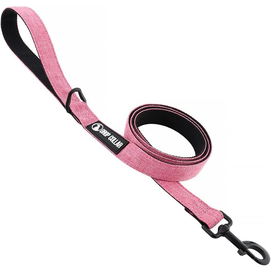 Drop Collar Natural Material Leash with Sleek D-Ring for Accessories & Soft Padded Gel Handle for Comfort (Long)