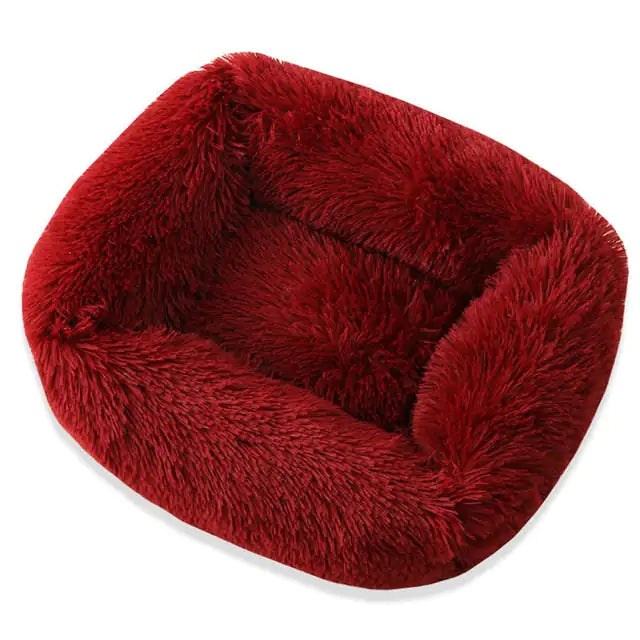 Plush Pet Bed Burgundy 66x56x18cm