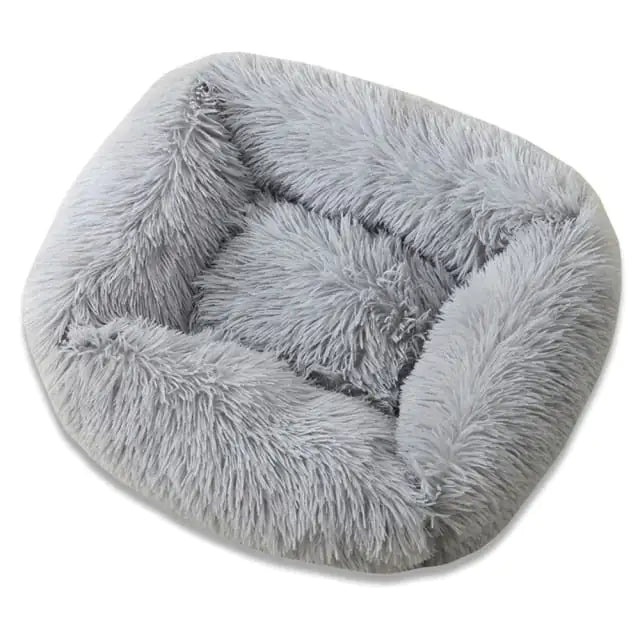 Plush Pet Bed Light Grey 80x70x18cm