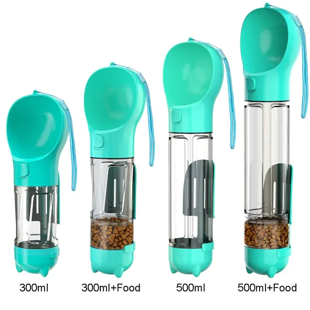 Multifunction Water Food Pet Bottle Blue 500ml with Food Box