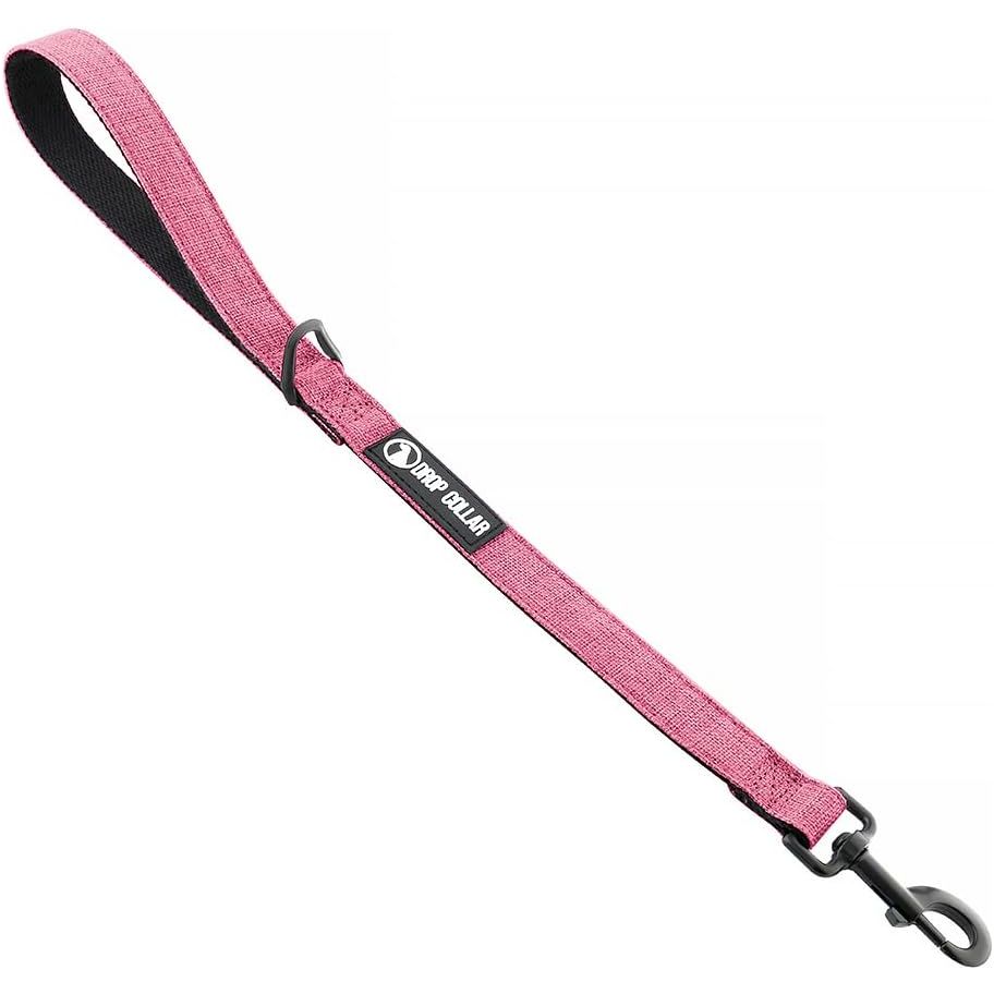 Drop Collar Natural Material Leash with Sleek D-Ring for Accessories & Soft Padded Gel Handle for Comfort (Shorty)