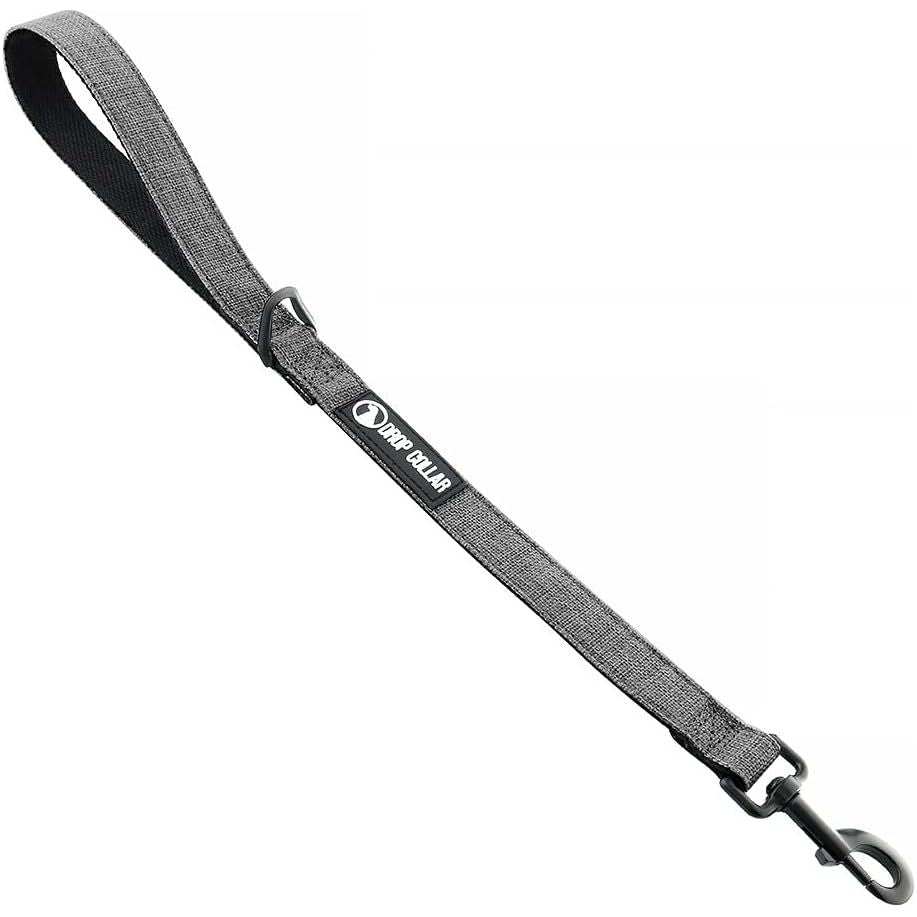 Drop Collar Natural Material Leash with Sleek D-Ring for Accessories & Soft Padded Gel Handle for Comfort (Shorty)